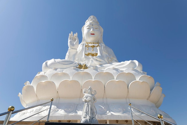 Landmark of Chiang Rai Huay Pla Kang Temple - The Big White Guanyin stands