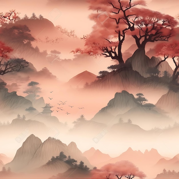 풍경 8K 고품질 중국 스타일 조화로운 색상 부드러운 색상 평화로운 인상적인 자연