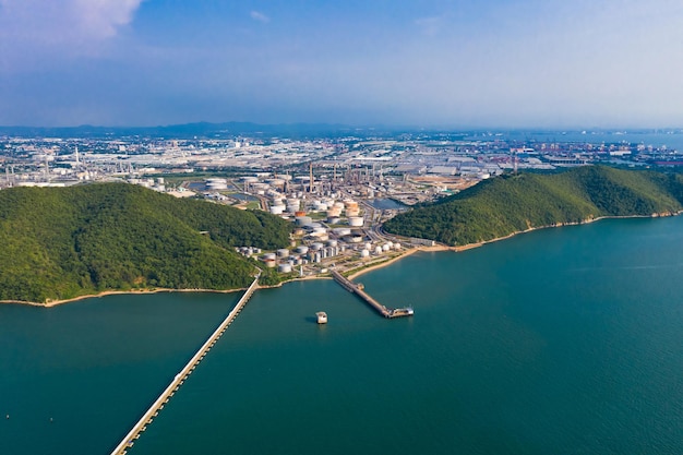 アイランド・エア・ビュー 工場産業 石油・ガス・石油化学 島の緑色の海