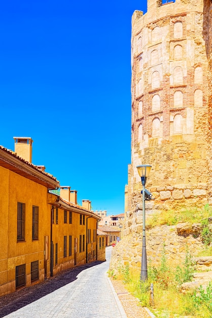 Landscape at the ancient city segovia, san andres gate, located in segovia, spain.