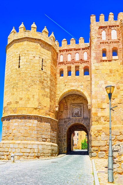 Landscape at the ancient city Segovia, San Andres Gate, located in Segovia, Spain.