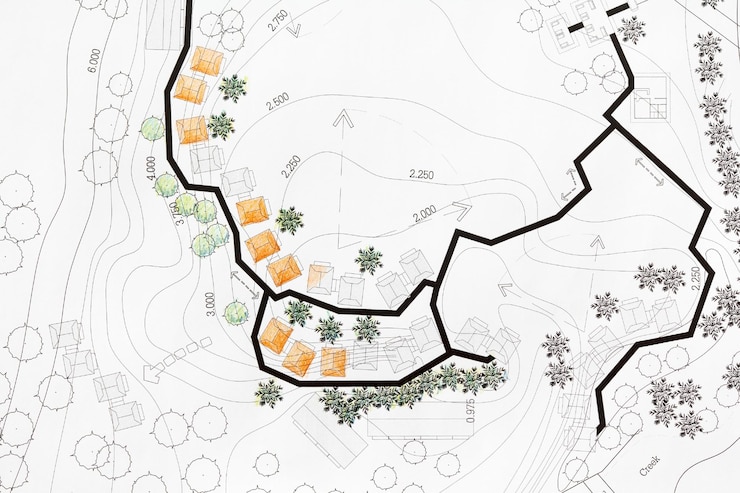 Photo landscape architect designing on site analysis plan