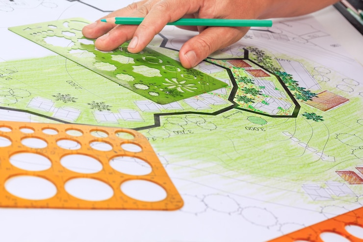 Photo landscape architecture design garden plan for housing development