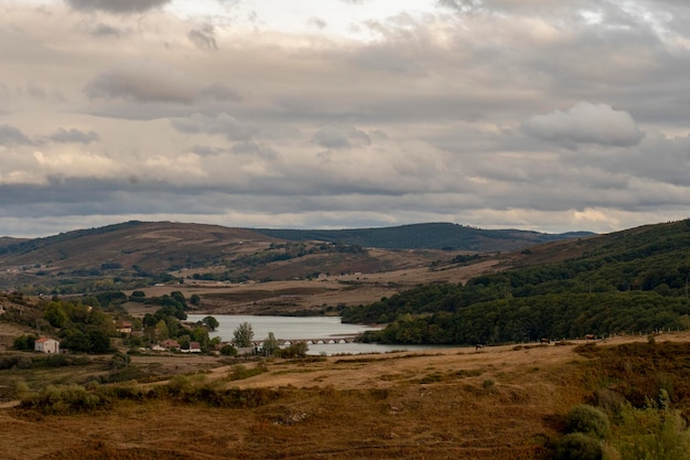 Landscape around the ebro river reservoir