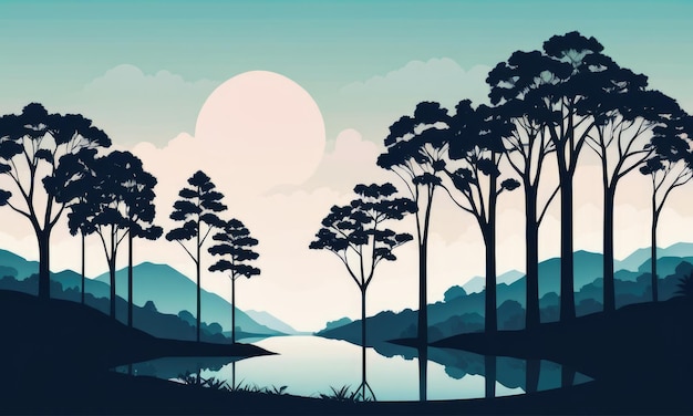 Landscape background with trees