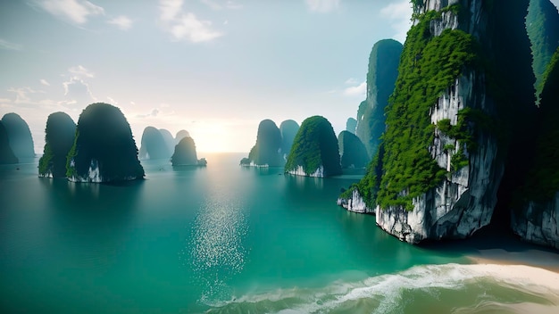 A landscape of the bay of halong bay