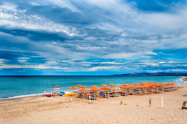 Landscape of the beach in a cloudy day of autumn