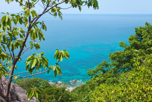 Landscape of beautiful ocean coast with clear water and blue sky