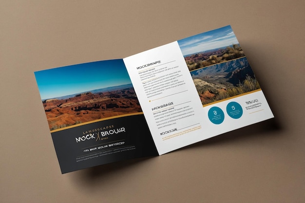 Photo a landscape bifold brochure mockup