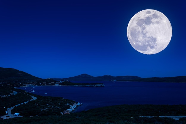 Landscape of the coast at night