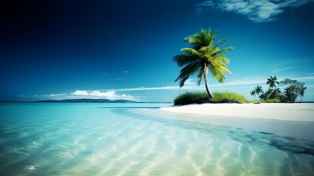 Landscape coconut tree in summer beach photo