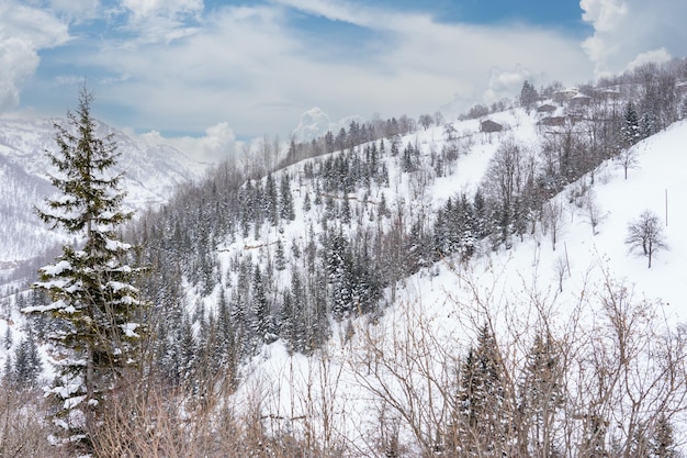 Landscape on the cold winter morning Location place Giresun Highlands Black Sea Turkey