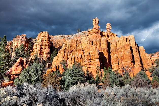 Landscape Of Colored Sandstone Formations Near Red Canyon In Utah