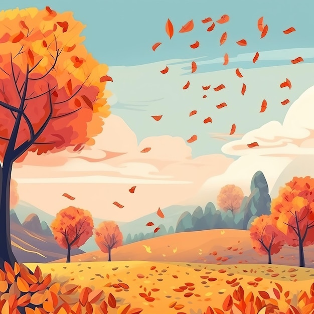 The landscape of colorful foliage in autumn