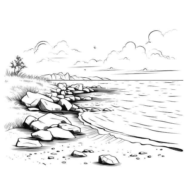 Photo landscape for coloring book