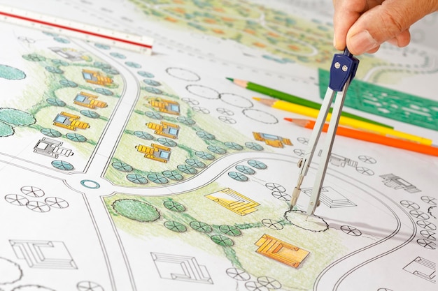 landscape designs blueprints for resort.