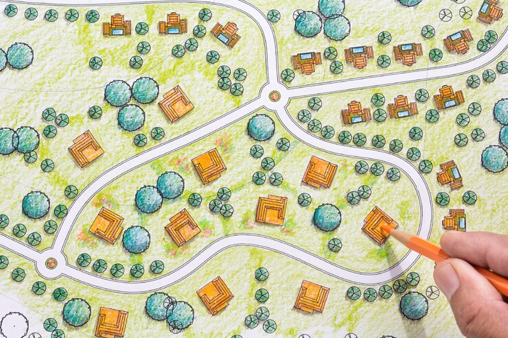 Photo landscape designs blueprints for resort