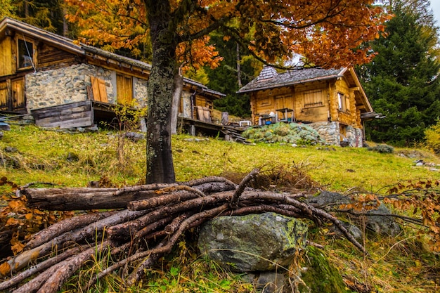 Landscape of the french alps in autumn