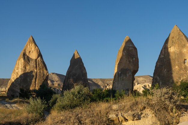Landscape of geological formations in Cappadocia Turkey