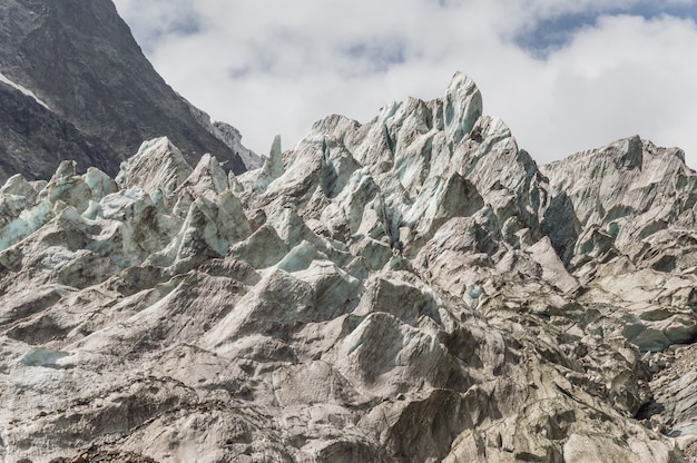 The landscape of a glacier in the mountains