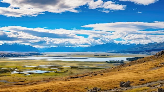 Photo landscape green basin steppe illustration plain summer travel nature view wall landscape green basin steppe