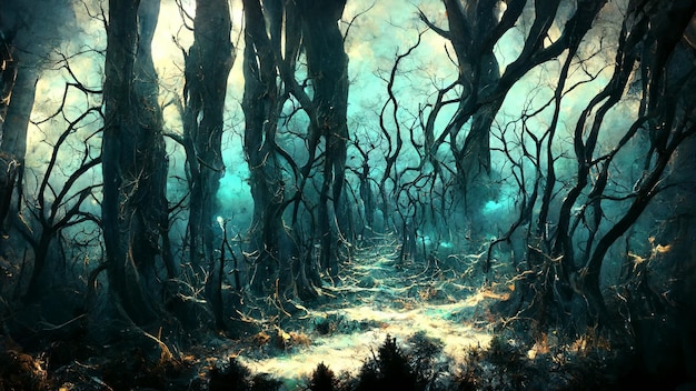 Premium Photo | Landscape of haunted forest dark background fantasy digital  illustration creepy and scary concept