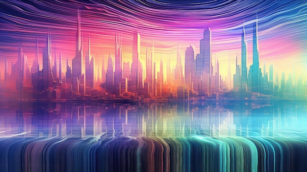 landscape of the holographic futuristic city