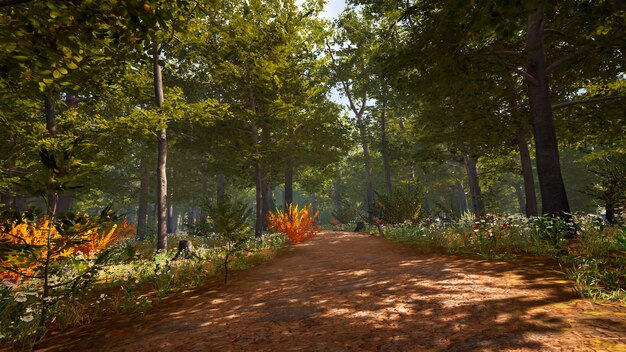 Landscape to illustrate sustainable development goals and ecosystem protection An immersive natural environment 3D render