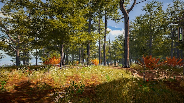 Paesaggio per illustrare gli obiettivi di sviluppo sostenibile e la protezione dell'ecosistema un rendering 3d immersivo dell'ambiente naturale