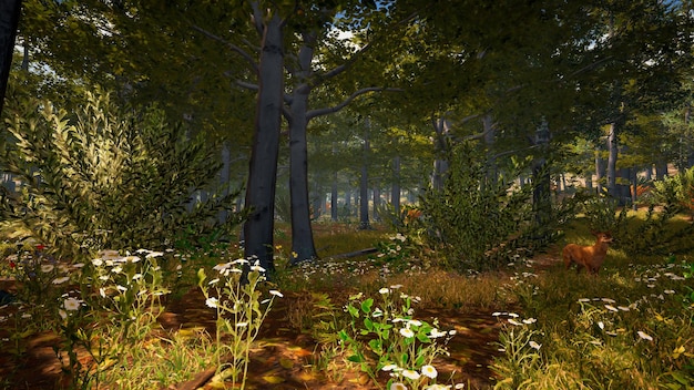 Landscape to illustrate sustainable development goals and ecosystem protection An immersive natural environment 3D render