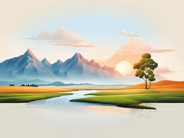 landscape illustration background nature illustration Scenery illustration minimalism landscape illu