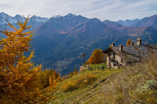 Landscape of Italian Alps in autumn