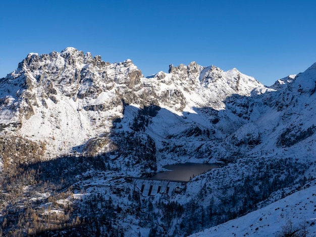 Landscape of lake trona in the italian alps