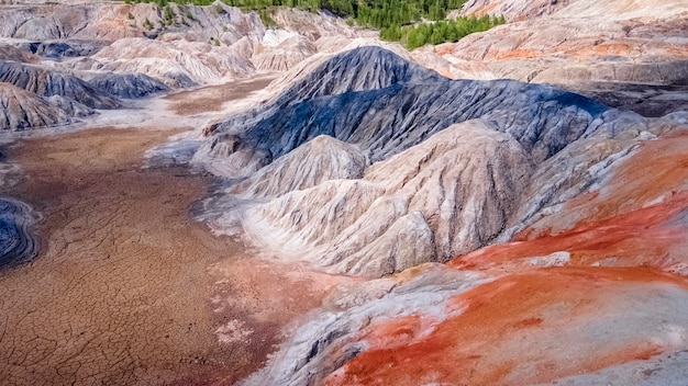 landscape like a planet mars surface ural refractory clay quarries hardened redbrown surface earth