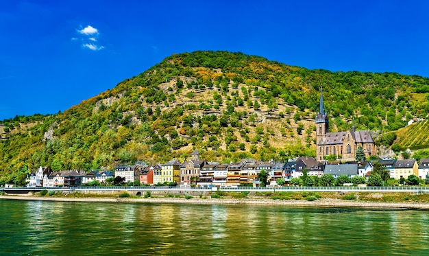 Landscape of lorchhausen town in the rhine gorge unesco world heritage in germany