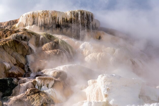 Landscape of Mammoth Hot Springs in Yellowstone National Park