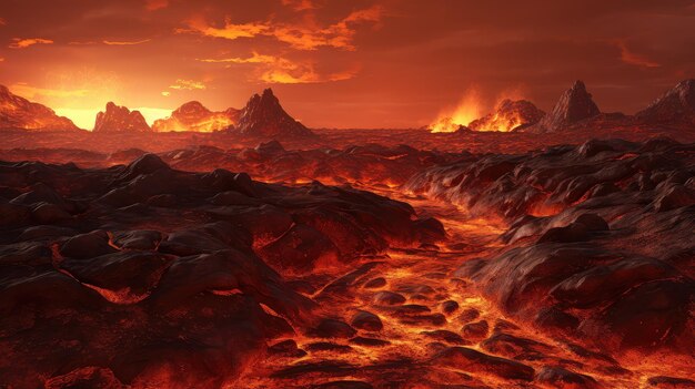 landscape mars lava flows illustration nature rock background surface mountain adventure landscape mars lava flows