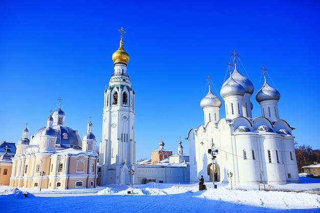 landscape monastery winter Vologda Ferapontovo Kirillov, Russian North