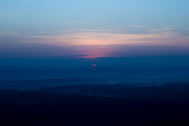 Landscape morning sun and mountain view of the day