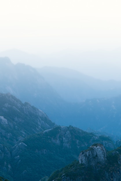 Landscape of Mount Huangshan (Yellow Mountains). UNESCO World Heritage Site. Located in Huangshan, Anhui, China.