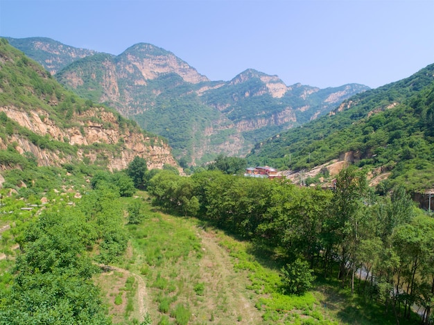 Photo landscape of mountain in natural reserve park miyun beijing china