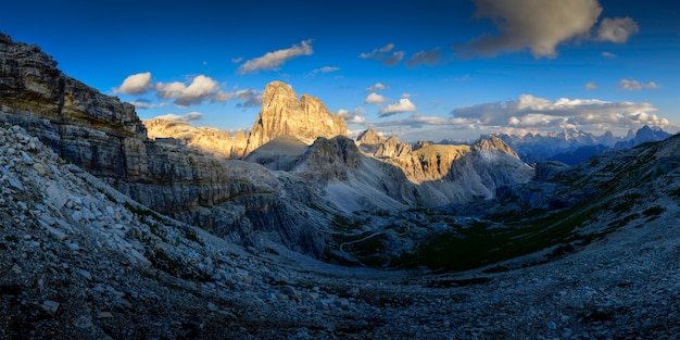 Landscape mountain peak at sunset