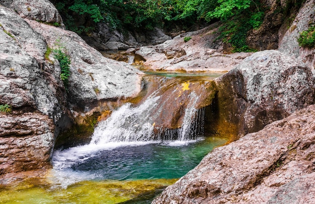 Landscape mountain rivers in the forest