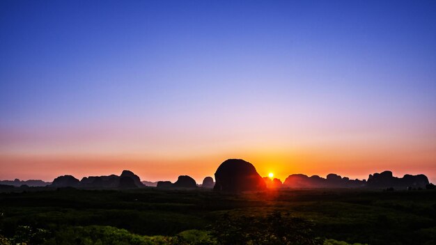 Landscape Mountain with sunset in Krabi Thailand