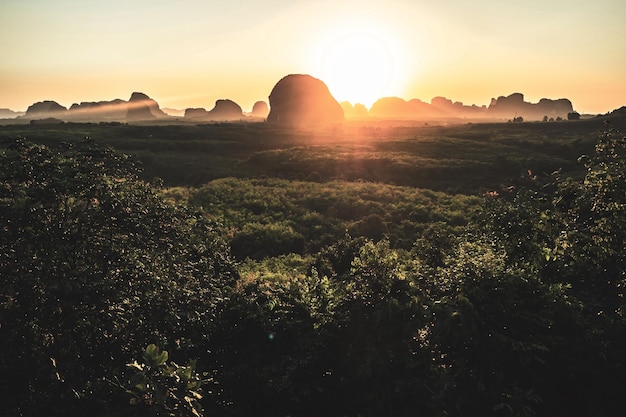 Landscape Mountain with sunset in Krabi Thailand