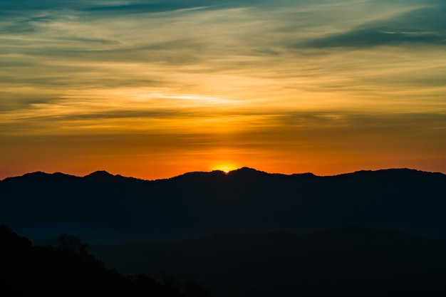  landscape Mountain with sunset  in  Nan Thailand