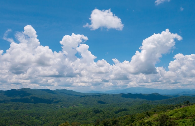 Landscape mountains and blue mountains in the rainy season