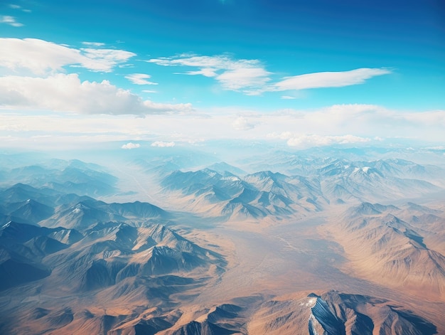 A landscape of mountains and blue sky