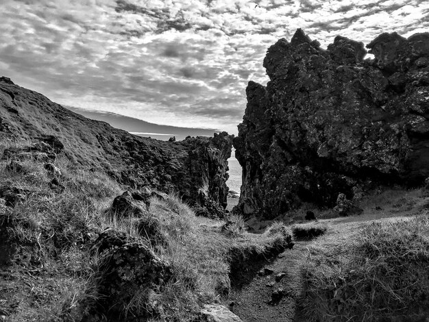 Landscape in the mountains in Iceland on a gloomy day