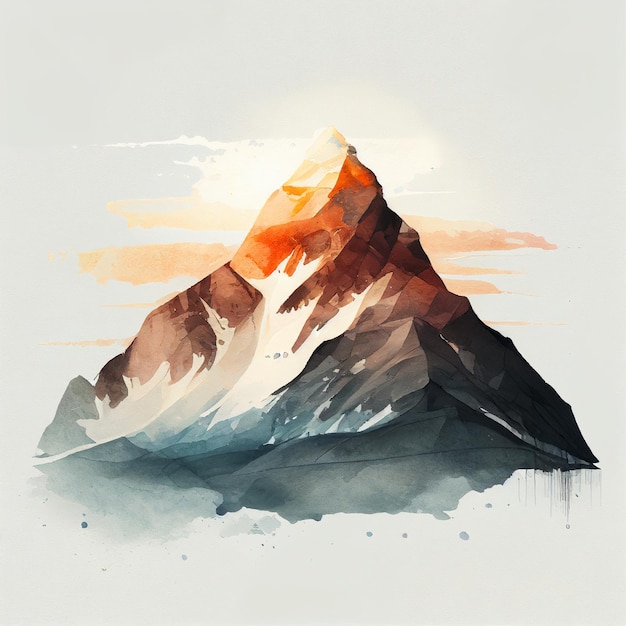 Landscape mountains watercolor painting Generative AI